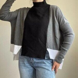 Planet By Lauren G Colorblock Oversized Turtleneck Sweater One Size  Womens